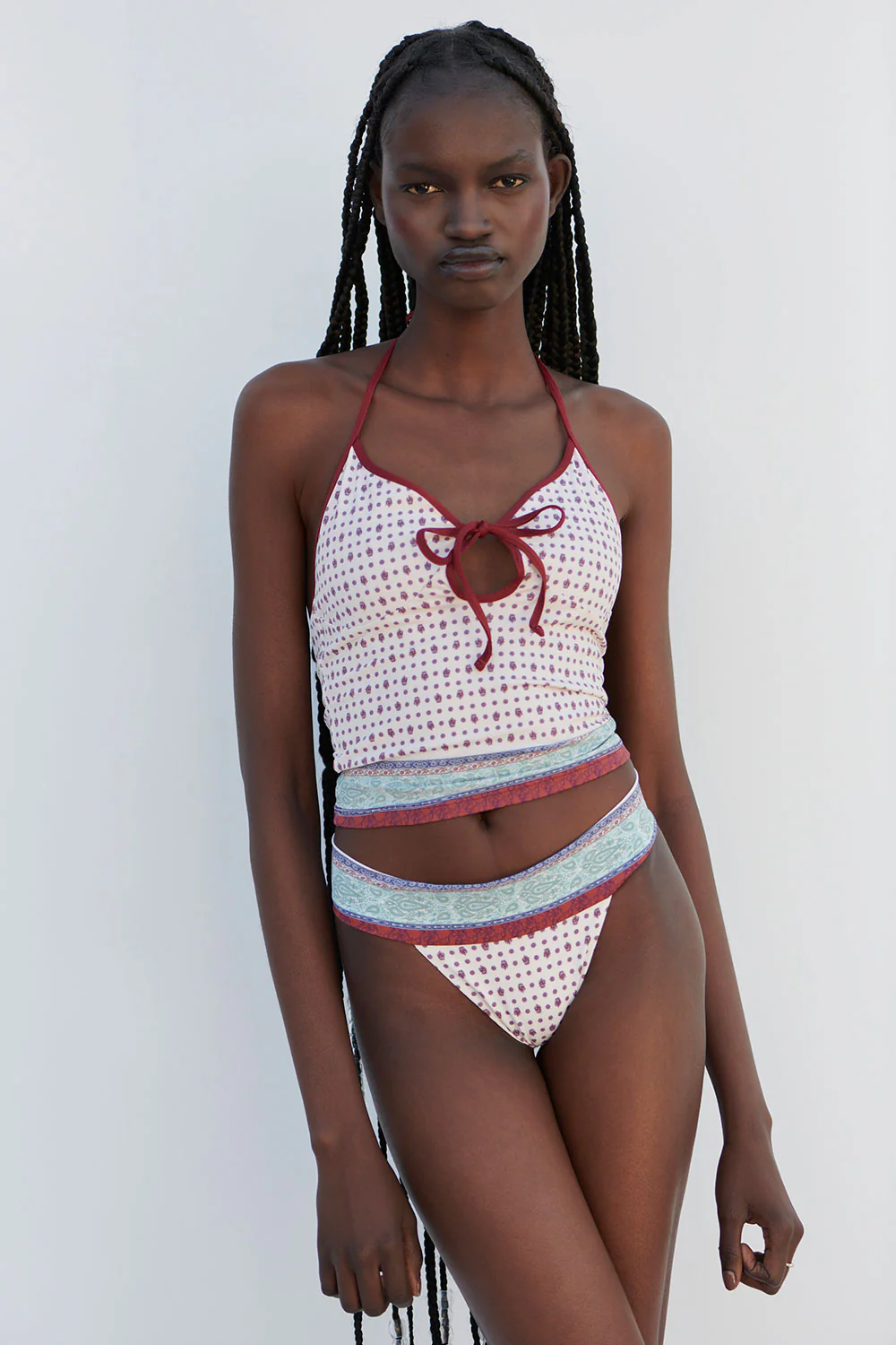 Adriana Halter Tankini Bikini Top - Sand Paisley - Image 2