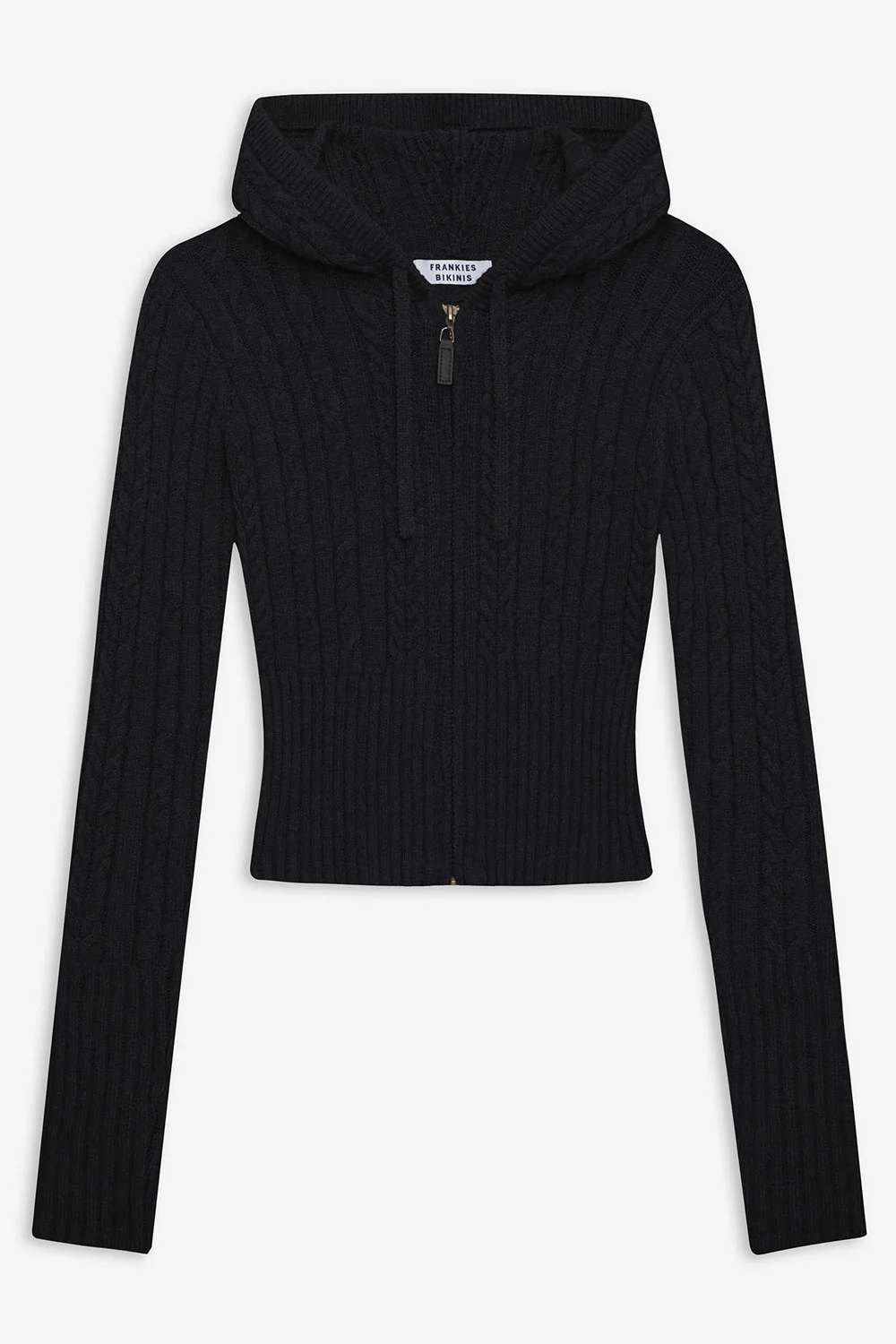 Aimee Cable Cloud Knit Hoodie - Black - Image 2