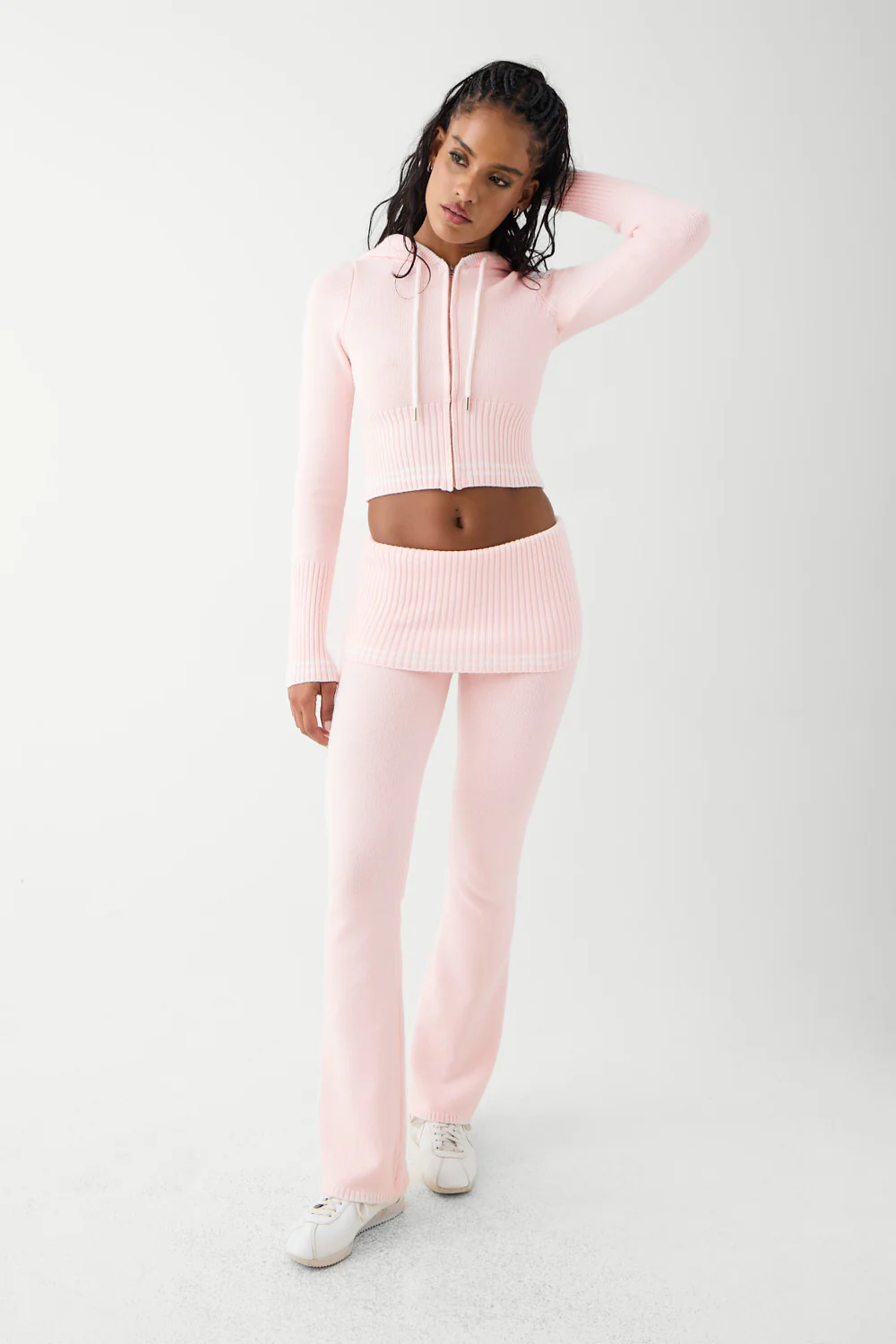 Aimee Cloud Knit Flare Pant - Rosebud Pink - Image 2