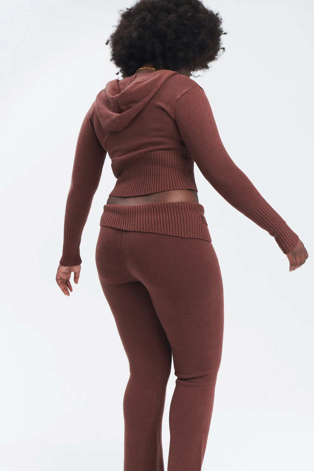 Aimee Cloud Knit Zip Up Hoodie - Chocolate - Image 5