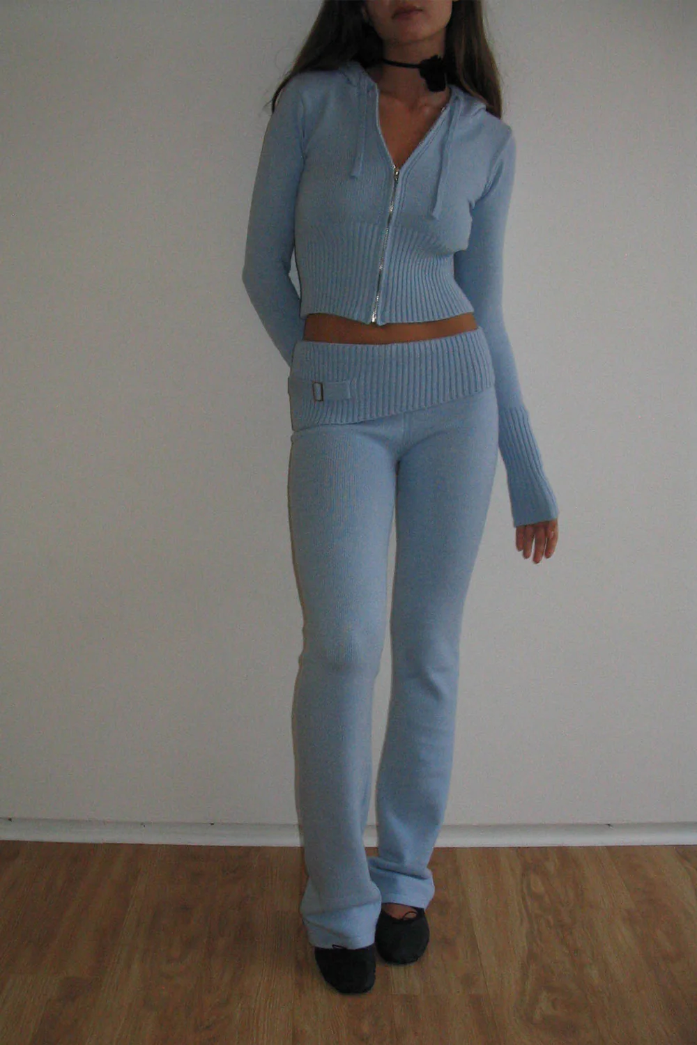 Aimee Cloud Knit Zip Up Hoodie - Cornflower - Image 5