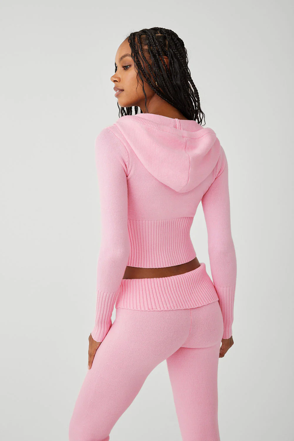 Aimee Cloud Knit Zip Up Hoodie - Valentine Pink - Image 2
