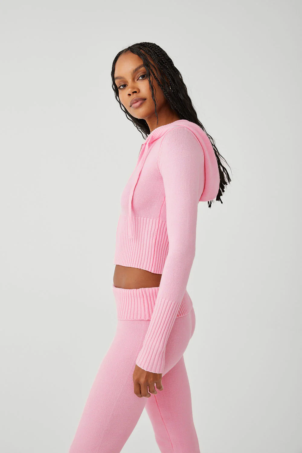 Aimee Cloud Knit Zip Up Hoodie - Valentine Pink - Image 3