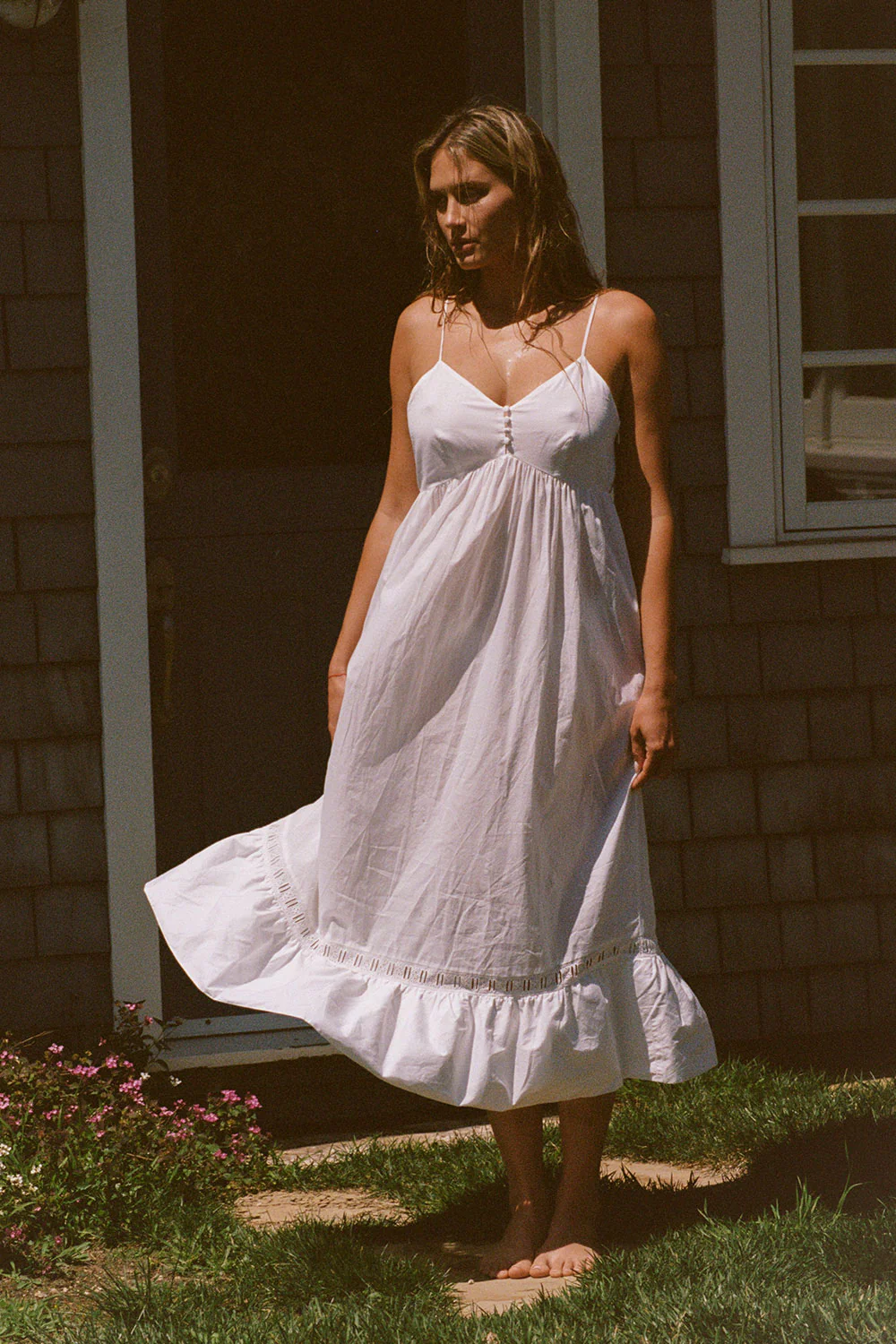 Airy Poplin Midi Dress  - White - Image 7