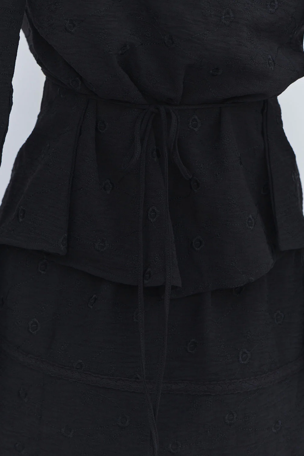 Anabelle Eyelet Long Sleeve Shirt - Black - Image 6