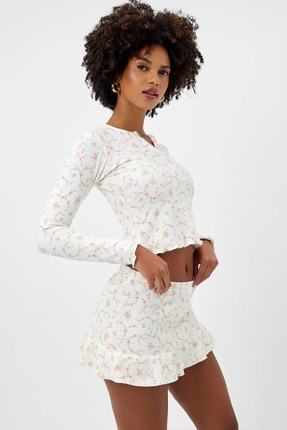 Andrea Waffle Mini Skirt - Day Lily - Image 4