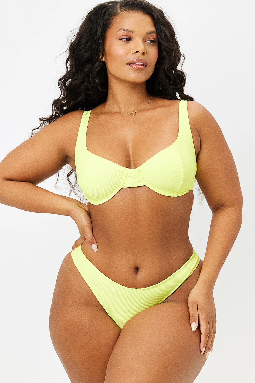 Anna Underwire Ribbed Bikini Top - Lemonade - Image 2