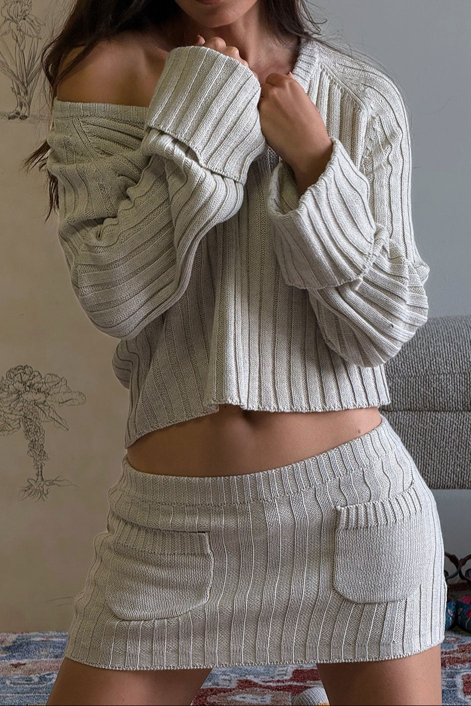 Ashton Knit Mini Skort - Cream - Image 6