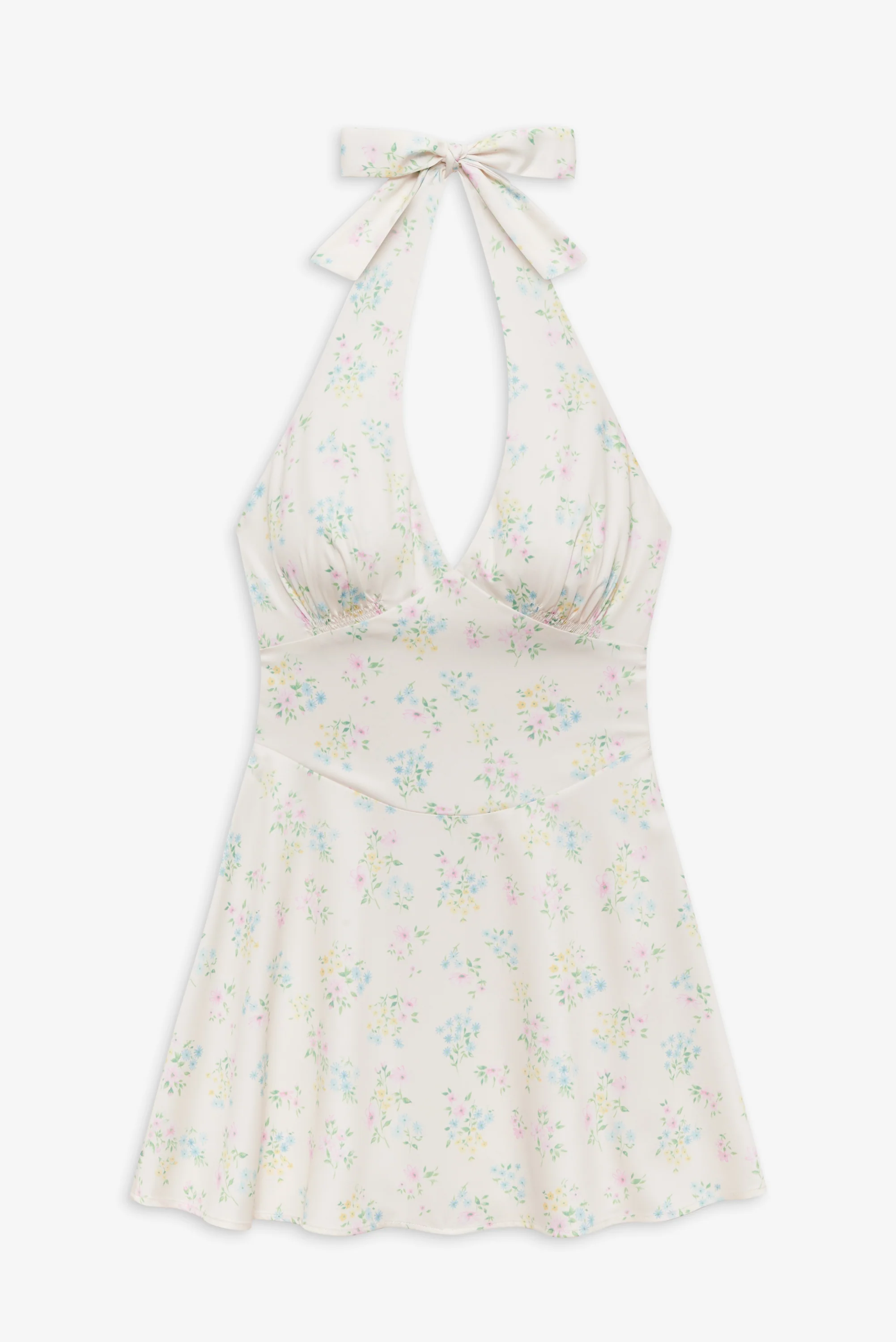 Audrey Floral Satin Mini Dress - French Riviera - Image 3