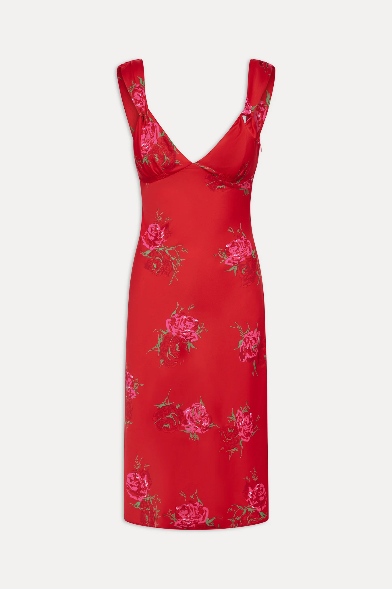 Aurora Satin Floral Midi Dress - Red Rose Brushstroke - Image 3