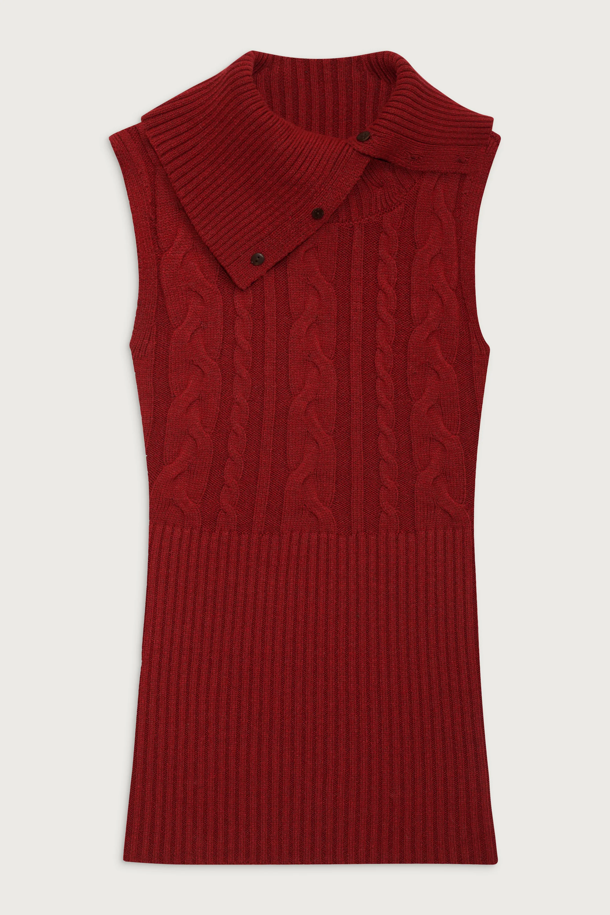 Axel Cable Cloud Knit Sleeveless Sweater - Red Velvet - Image 3