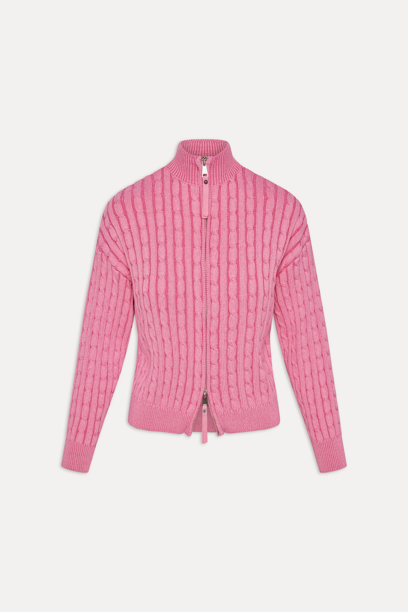 Bea Cable Knit Zip Up Sweater - Sweetheart - Image 3