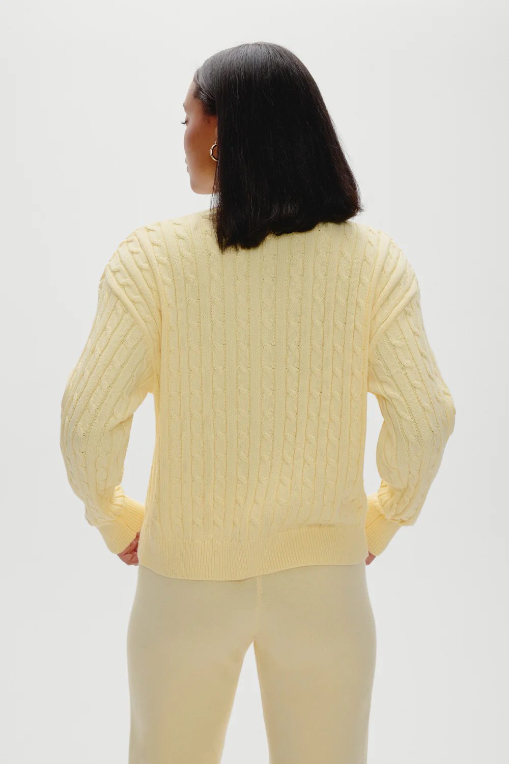 Bea Cable Knit Zip Up Sweater - Vanilla Sugar - Image 4