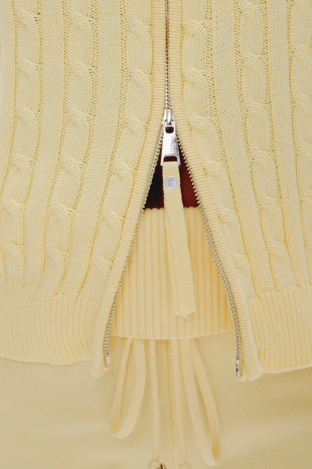 Bea Cable Knit Zip Up Sweater - Vanilla Sugar - Image 5