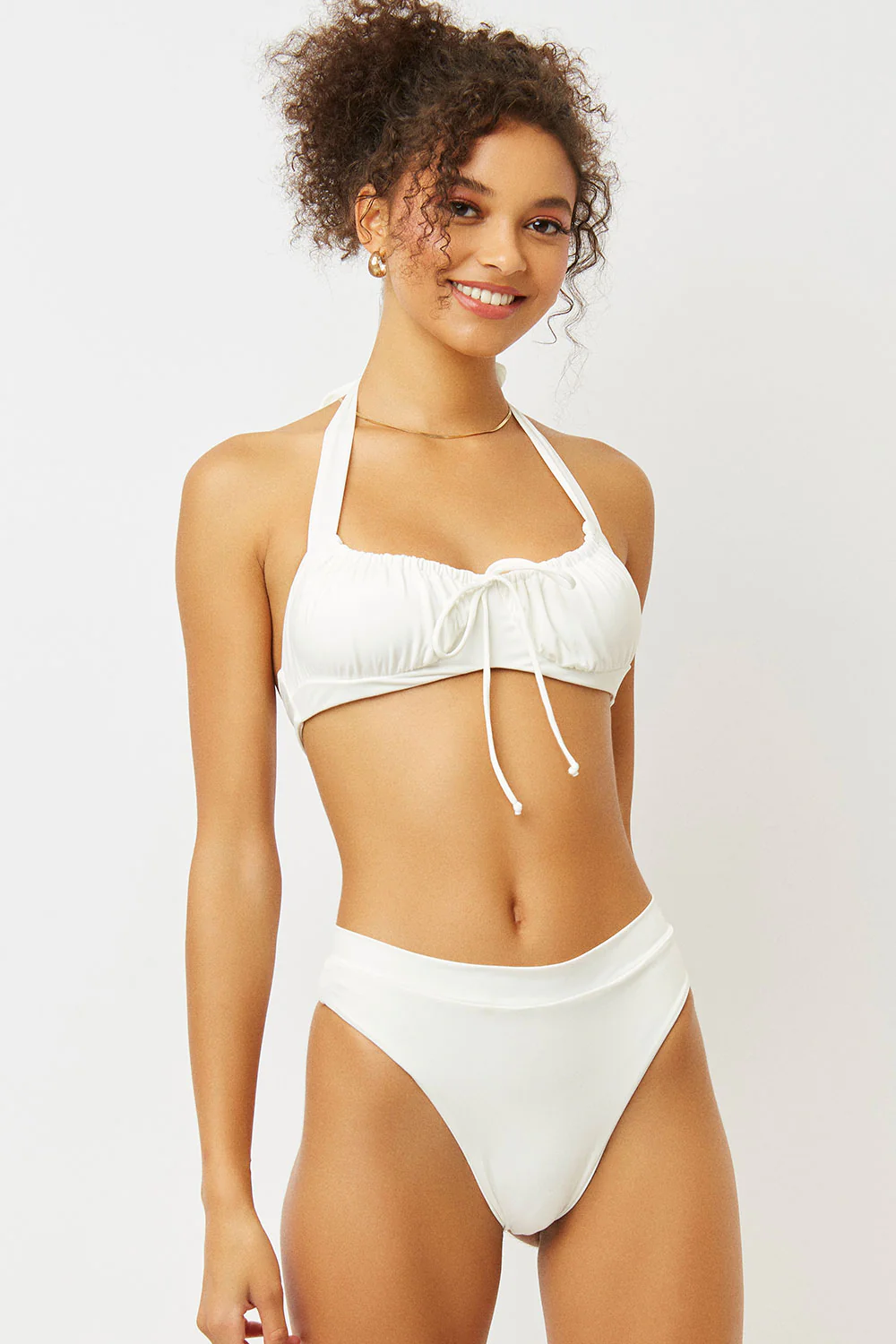 Bea High Waist Bikini Bottom - White - Image 2