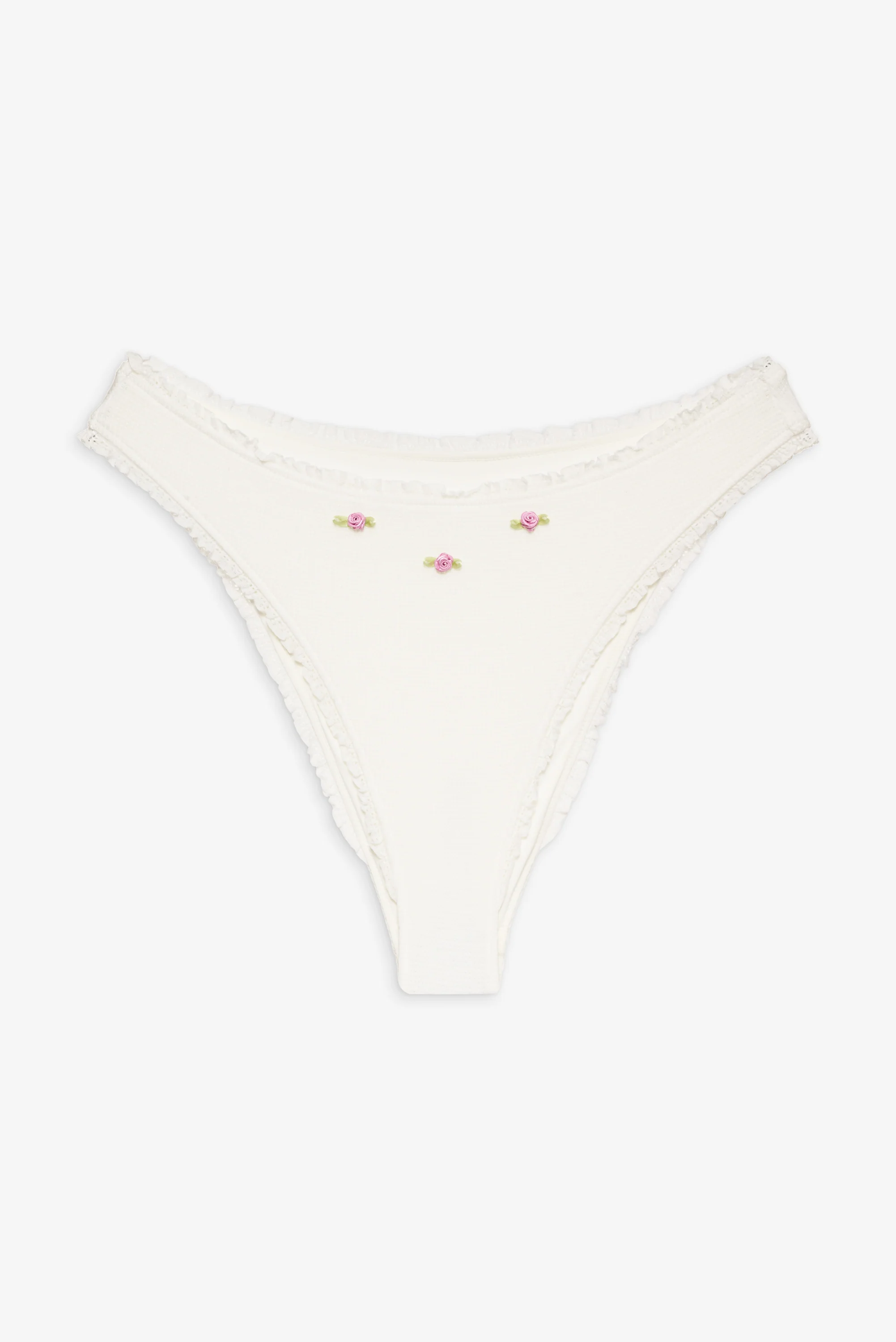 Beck High Waisted Bikini Bottom - White - Image 3