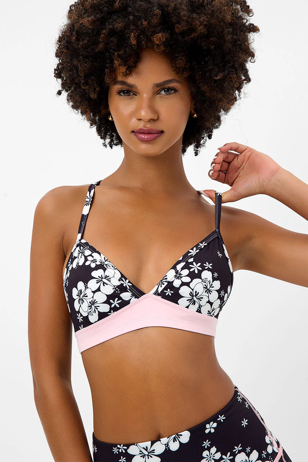 Billie Racerback Floral Sports Bra - Plush Plumeria - Image 2