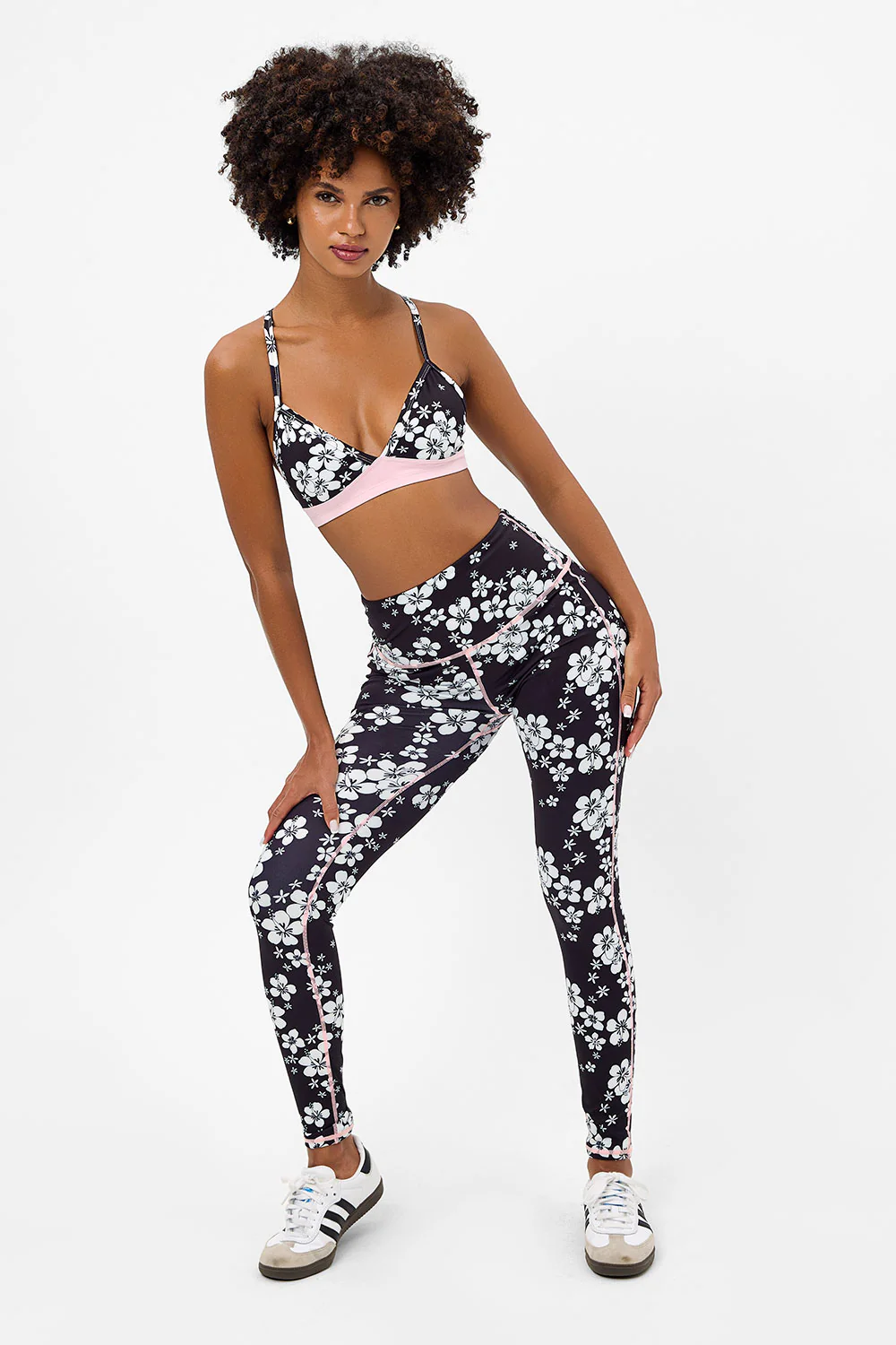 Billie Racerback Floral Sports Bra - Plush Plumeria - Image 3