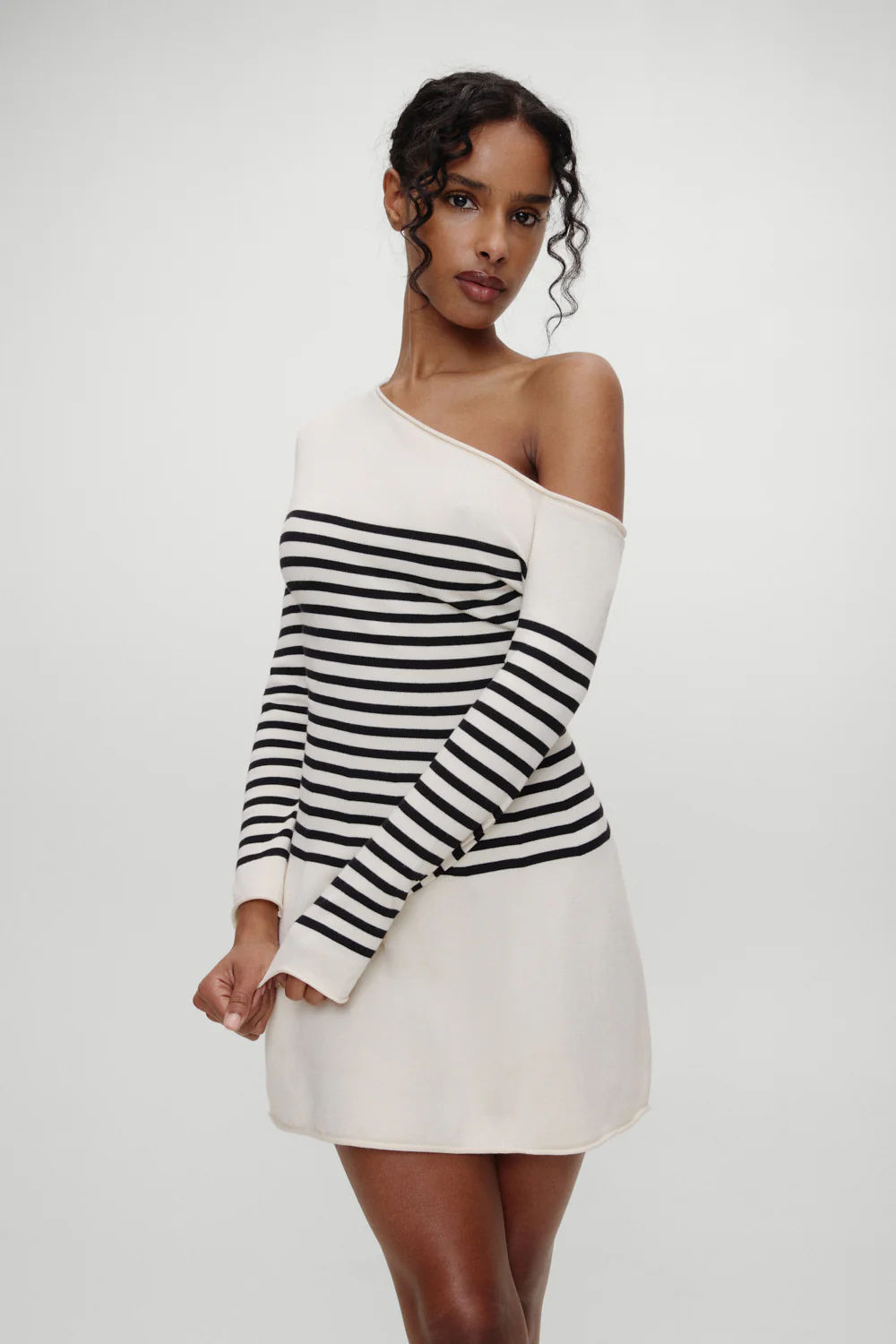Boardwalk Off Shoulder Mini Dress - Ivory - Image 2