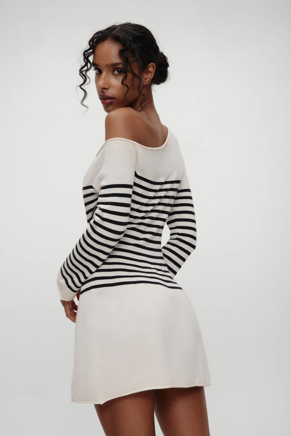 Boardwalk Off Shoulder Mini Dress - Ivory - Image 4