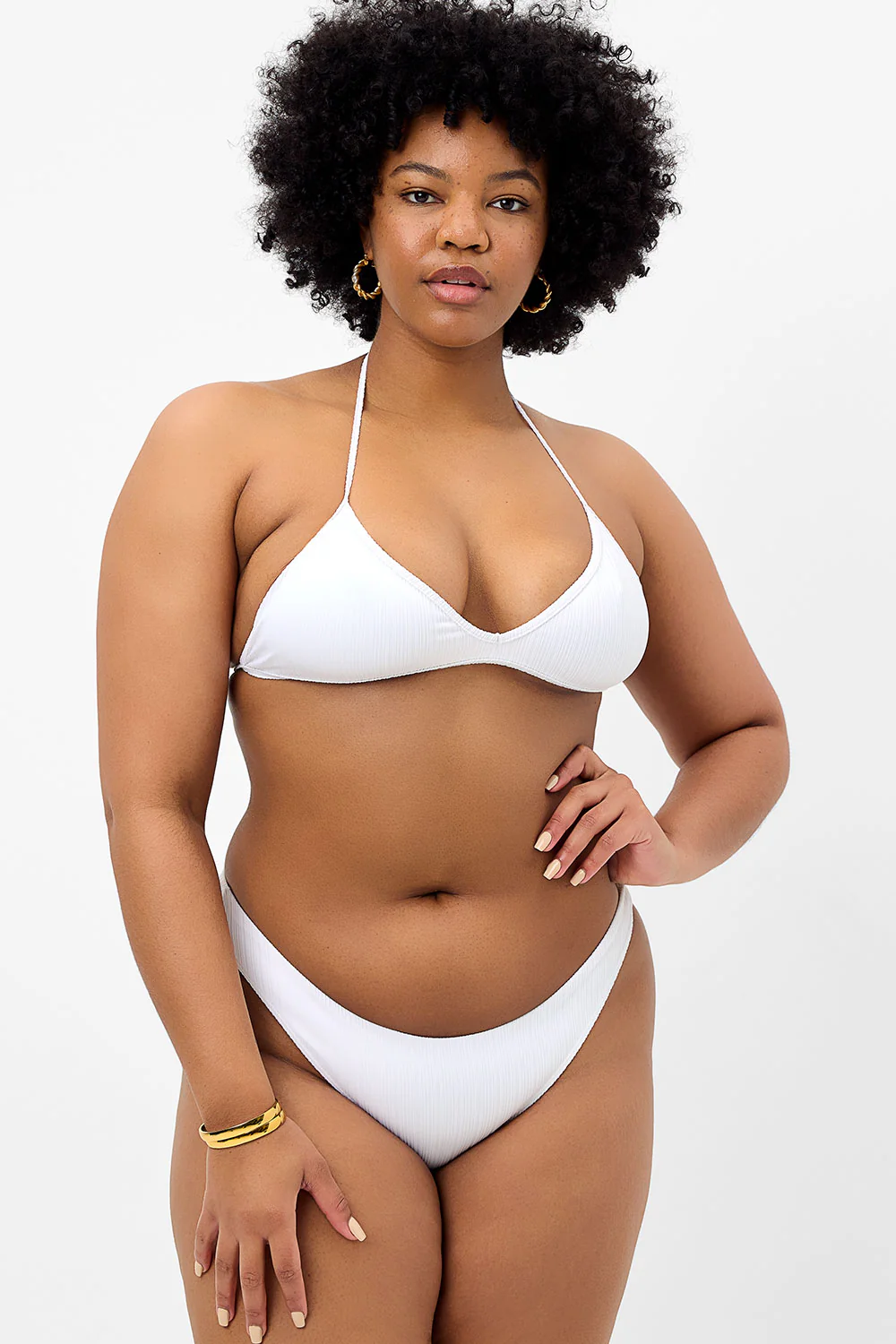 Boardwalk Plissé String Bikini Top - Optic White - Image 2
