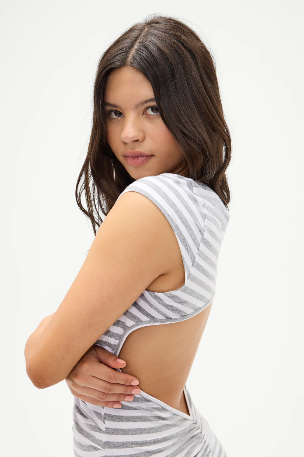Boulevard Cotton Cutout Mini Dress - Hazy Stripe - Image 4