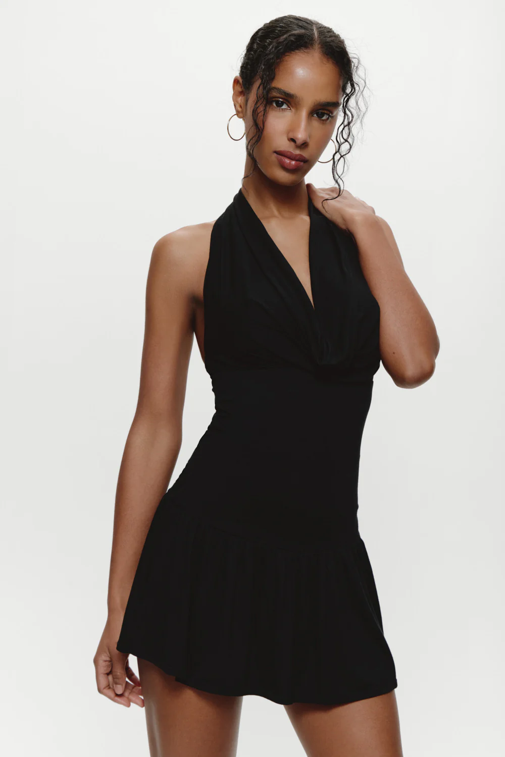 Bowery Cowl Neck Mini Dress - Black - Image 6