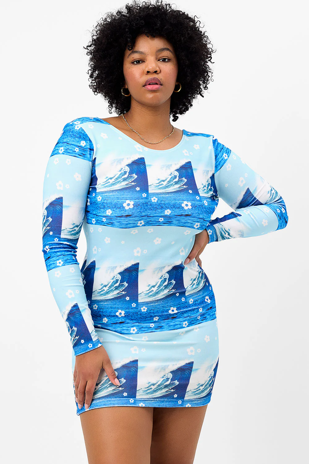 Boz Terry Long Sleeve Dress - Blue Tides - Image 2