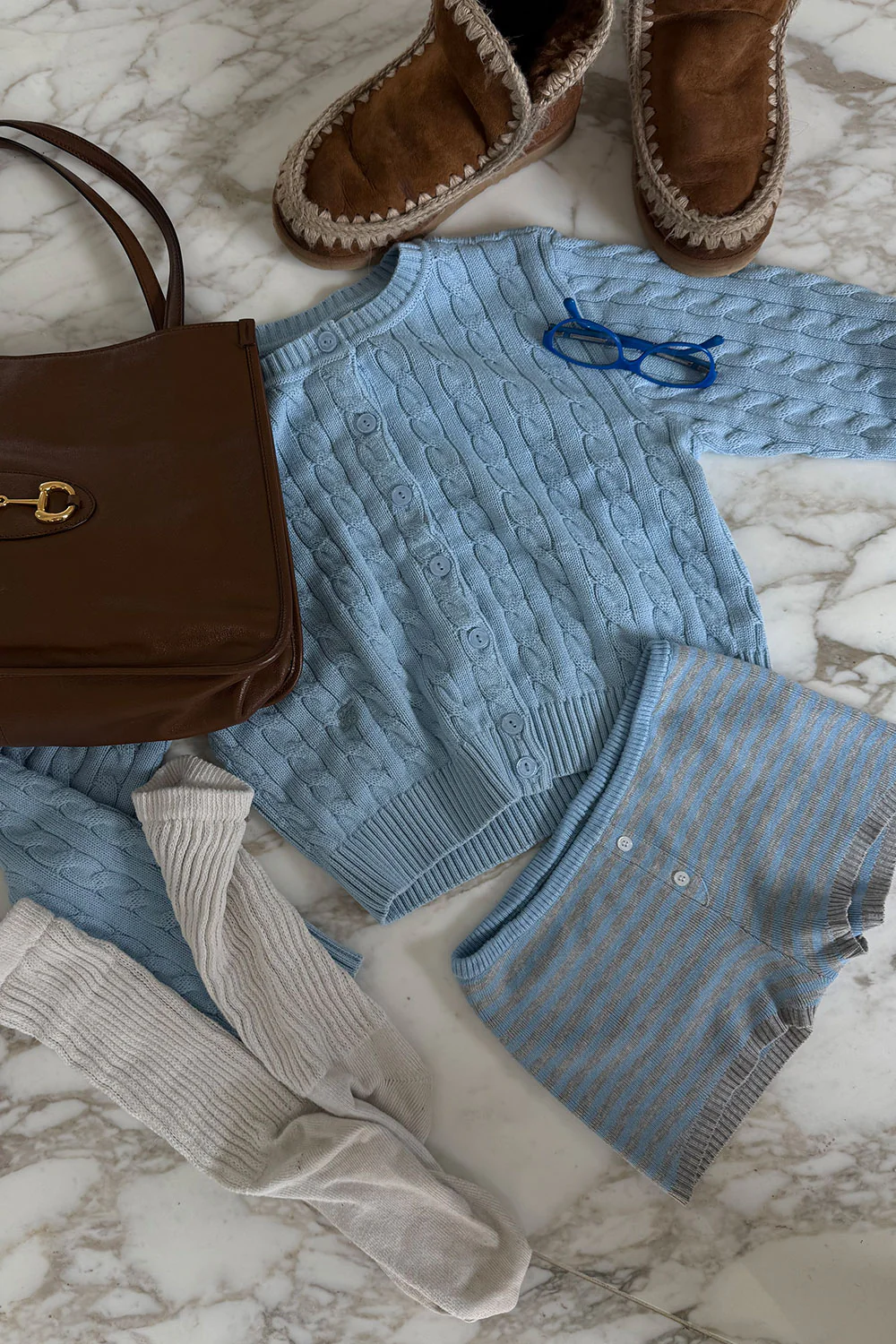 Bradley Knit Booty Shorts - Dewdrop Stripe - Image 2