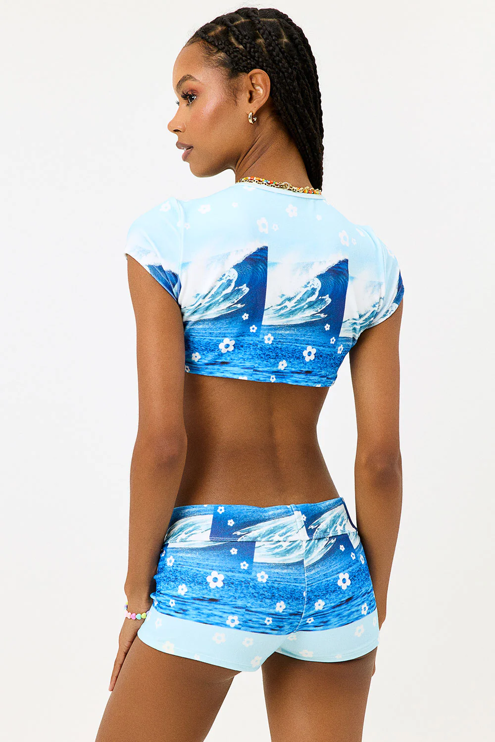 Bree Terry Crop Top - Blue Tides - Image 3