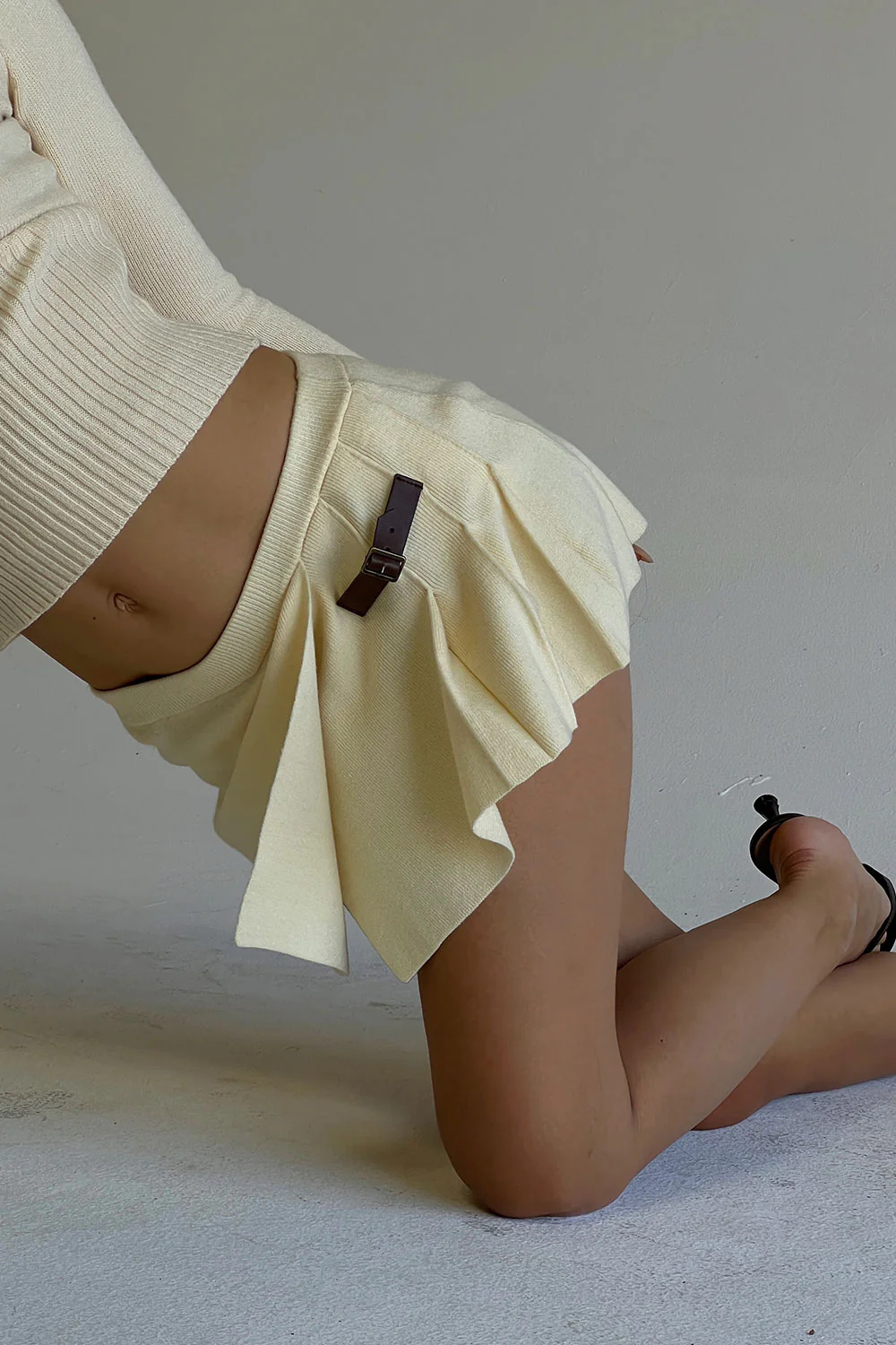 Carver Cloud Knit Pleated Skort - French Vanilla - Image 7