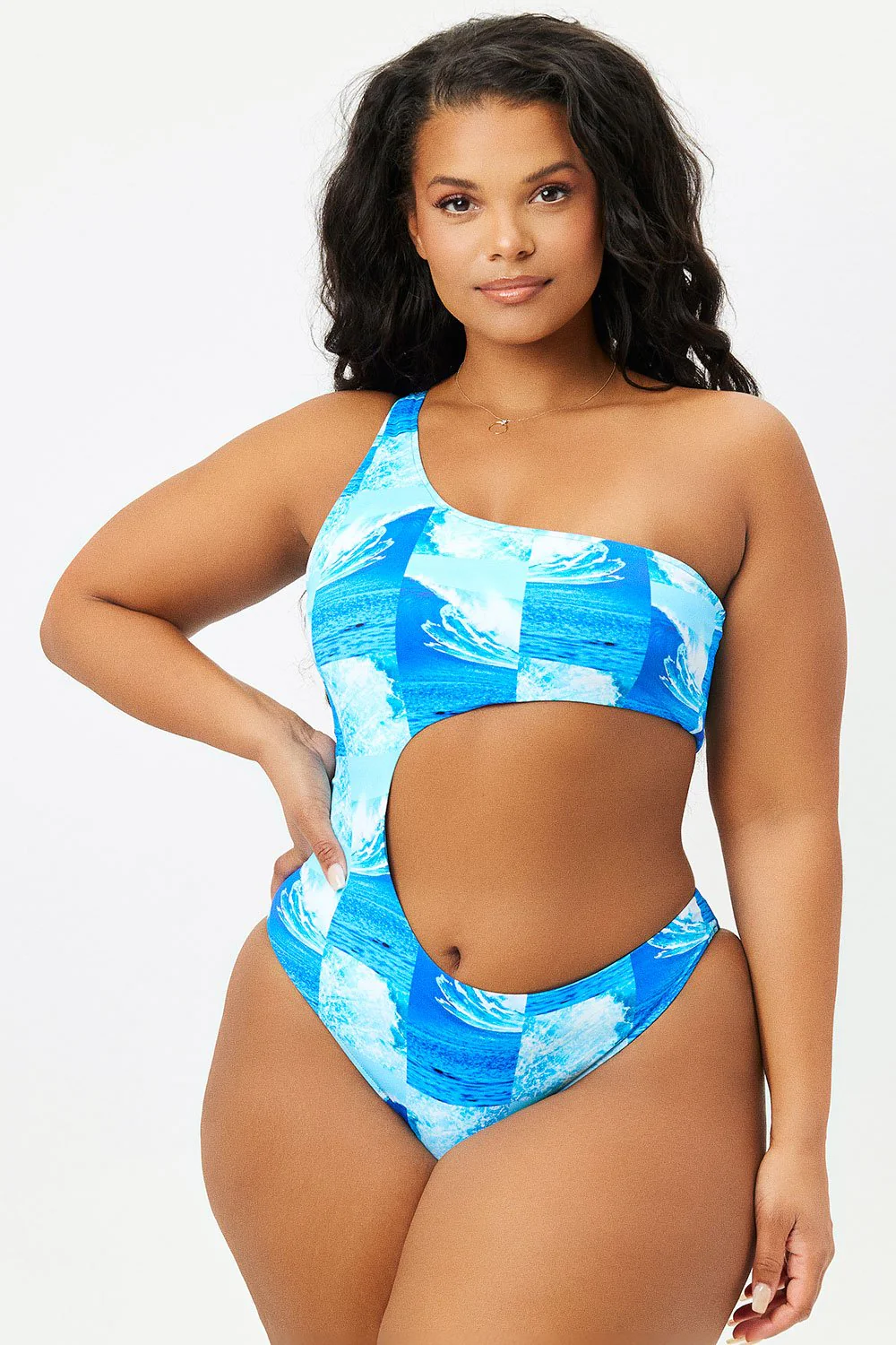 Cash One Shoulder One Piece Swimsuit - Waves - Image 2