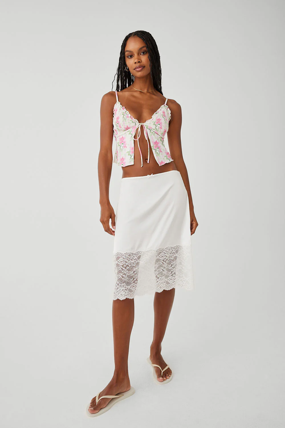 Chamomile Satin Midi Skirt - White - Image 2