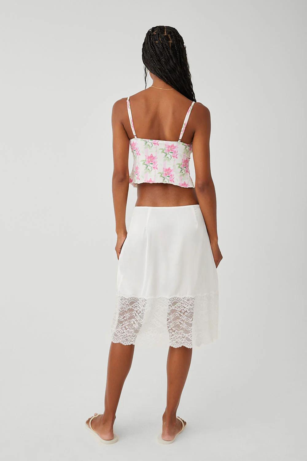 Chamomile Satin Midi Skirt - White - Image 5