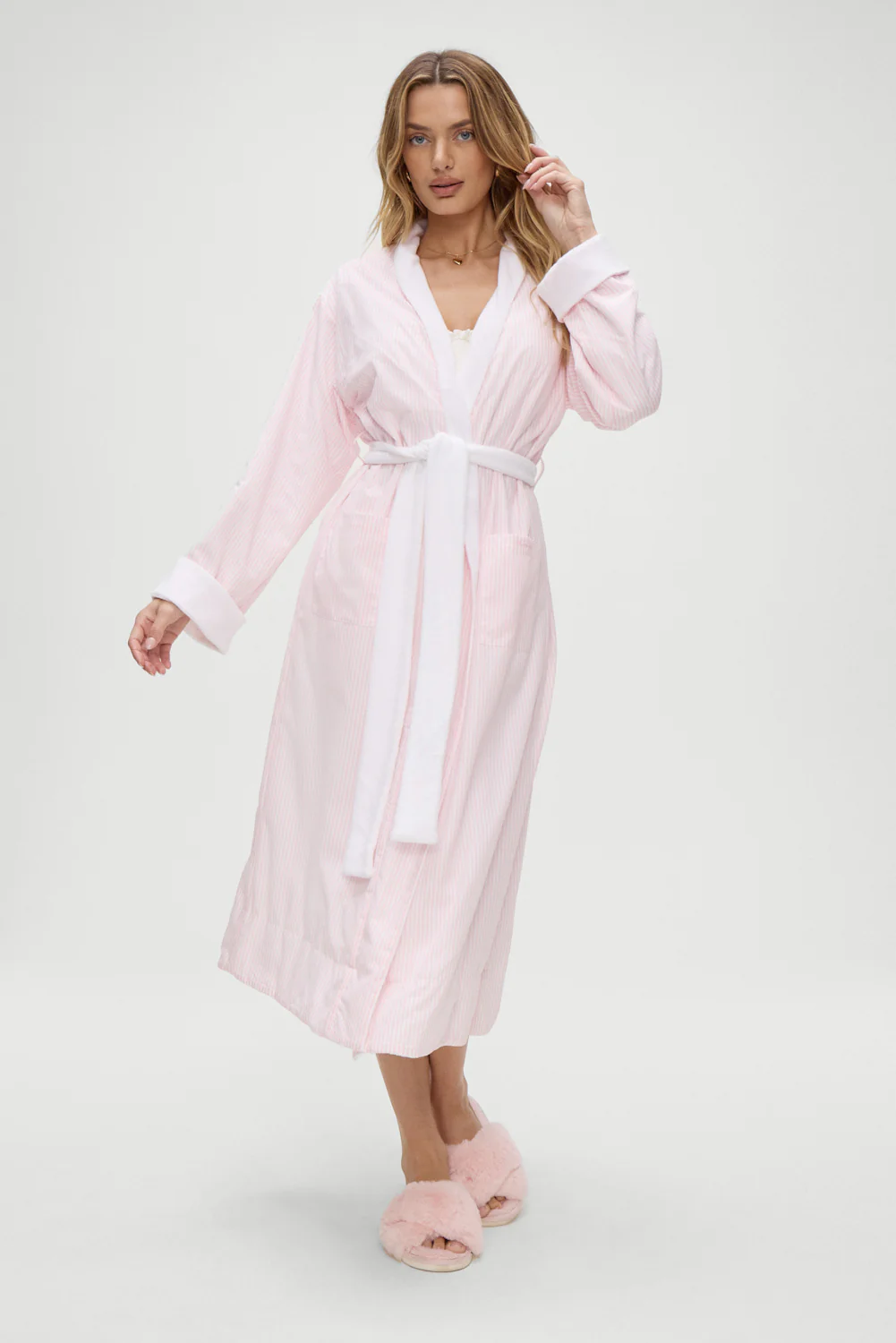 Chateau Terry Robe - Pink Stripe - Image 2