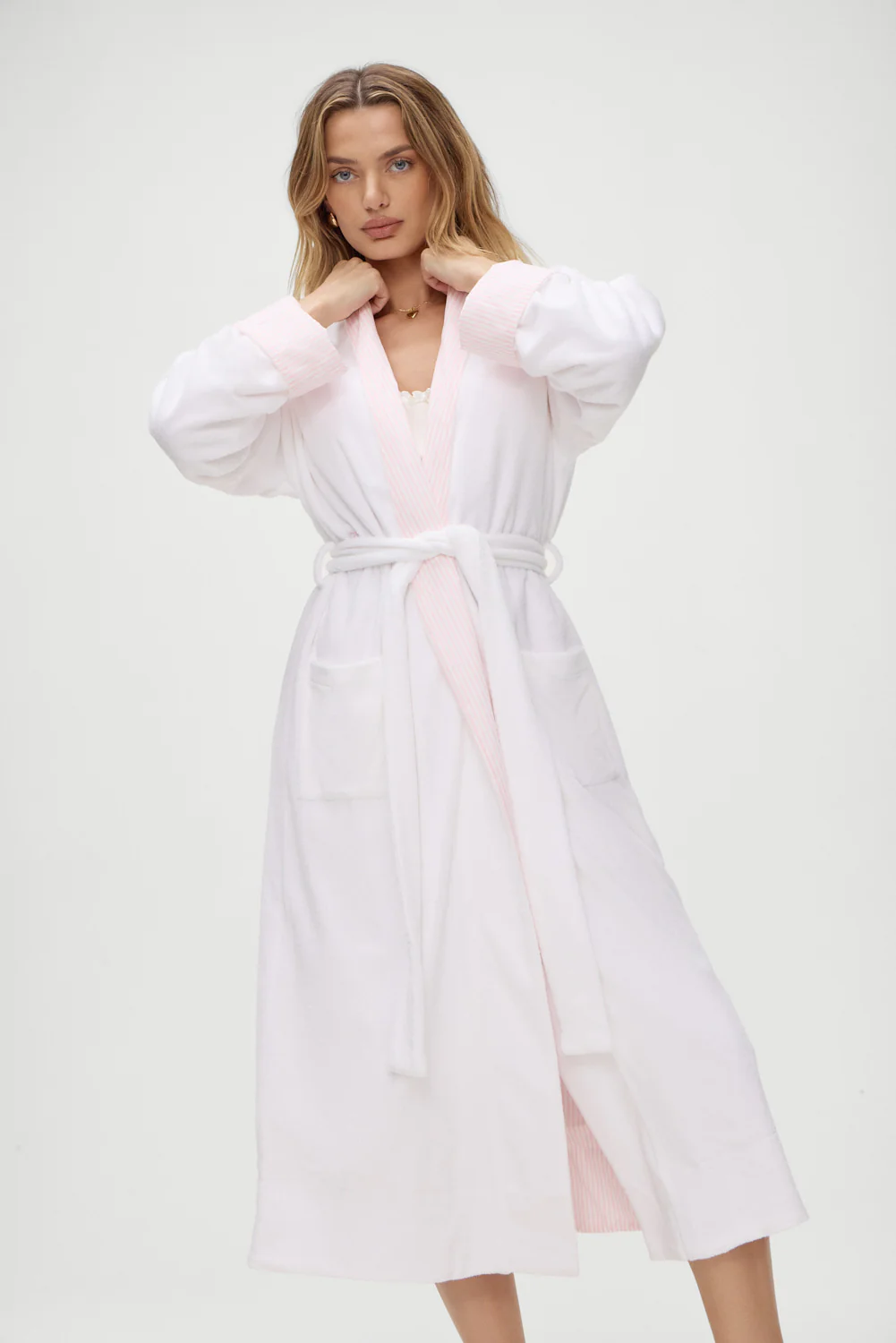 Chateau Terry Robe - Pink Stripe - Image 9