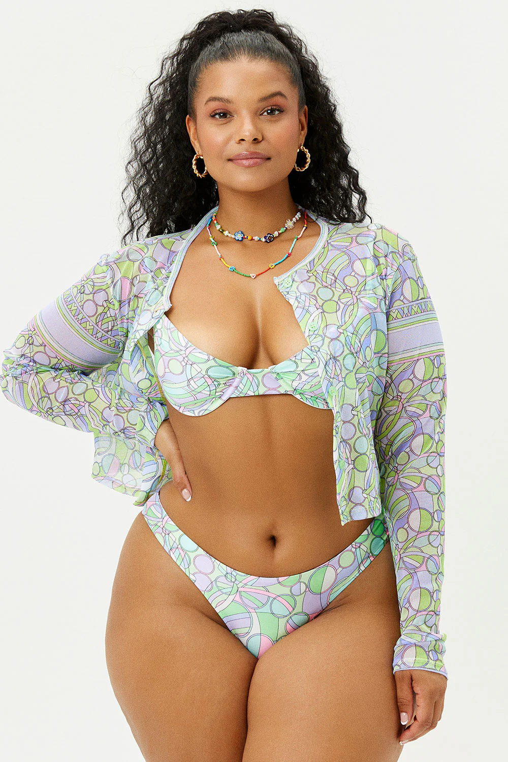 Cheri Mesh Cardigan Sweater - Vortex - Image 2