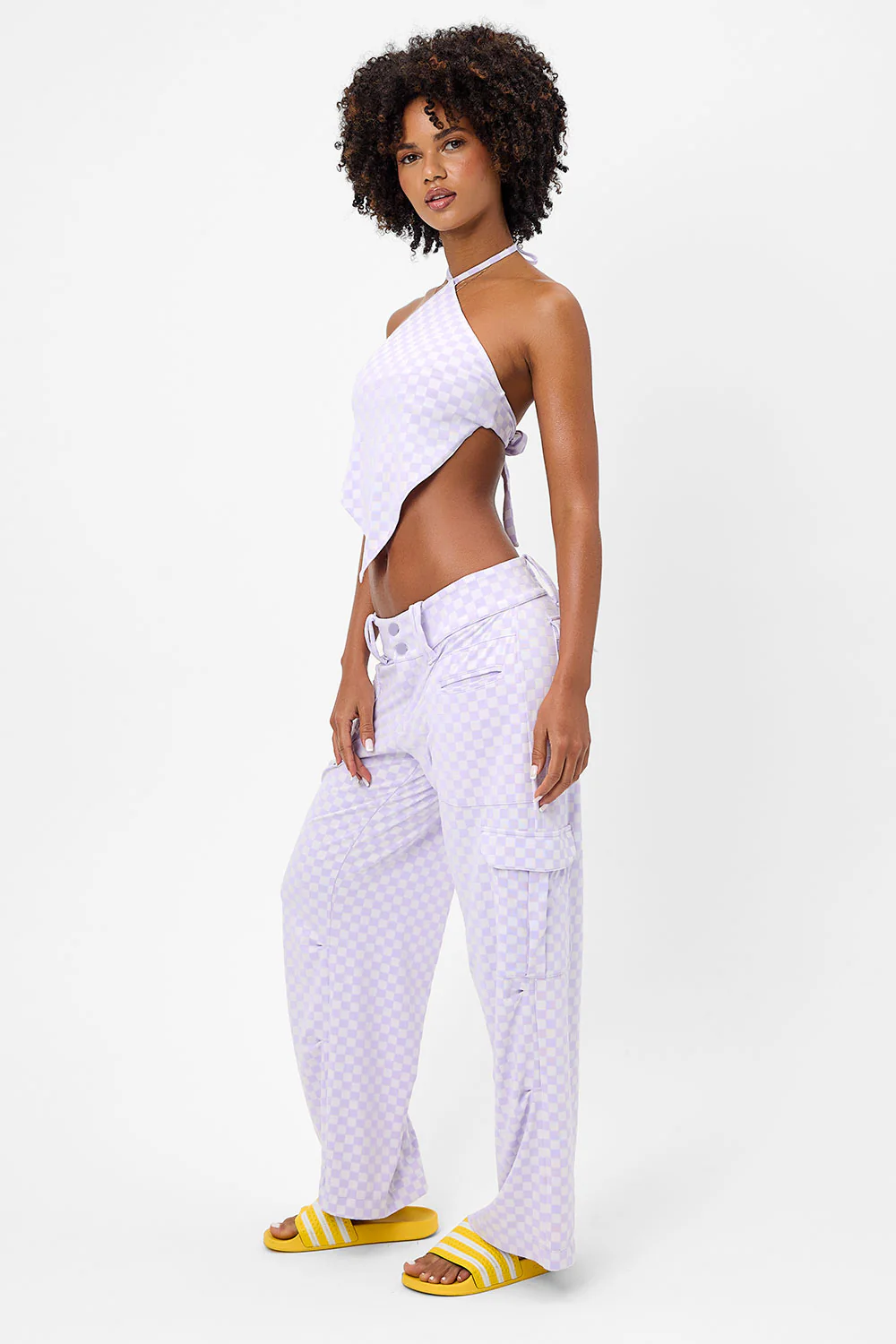 Chilli Checkered Cargo Pant - Purple Check - Image 4