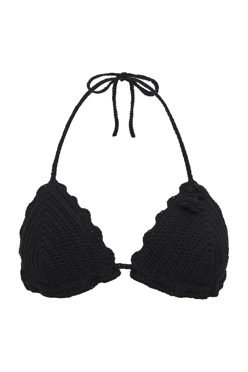 Chloe Triangle Crochet Bikini Top - Black - Image 7