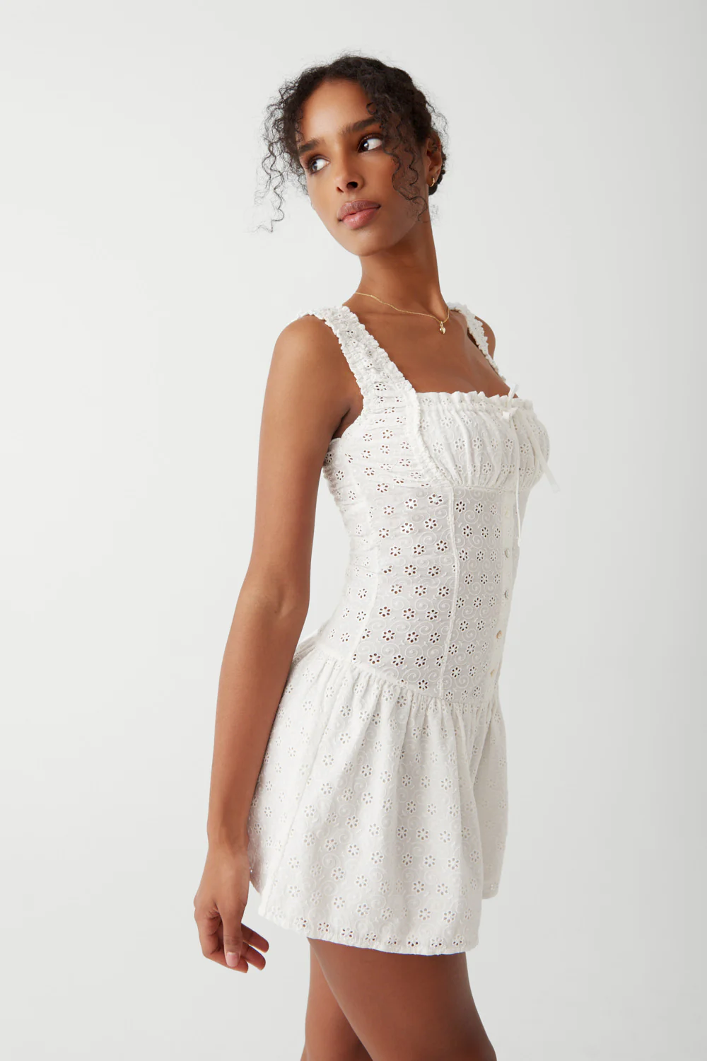 Christa Eyelet Mini Dress - Angel's Wing - Image 4