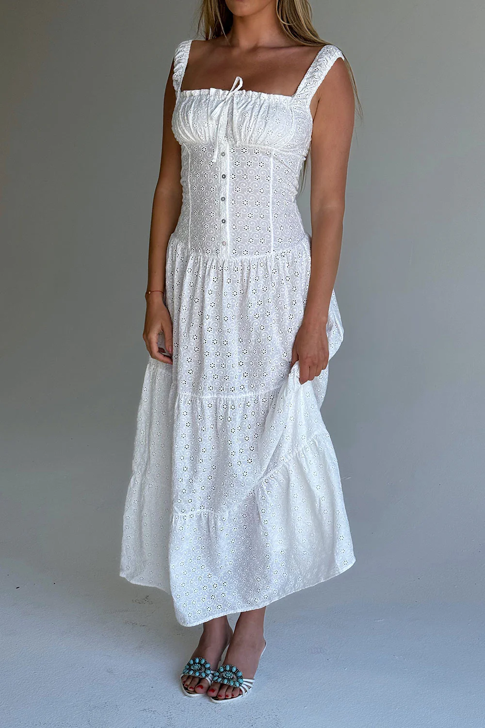 Christabelle Eyelet Maxi Dress - Angel's Wing - Image 3