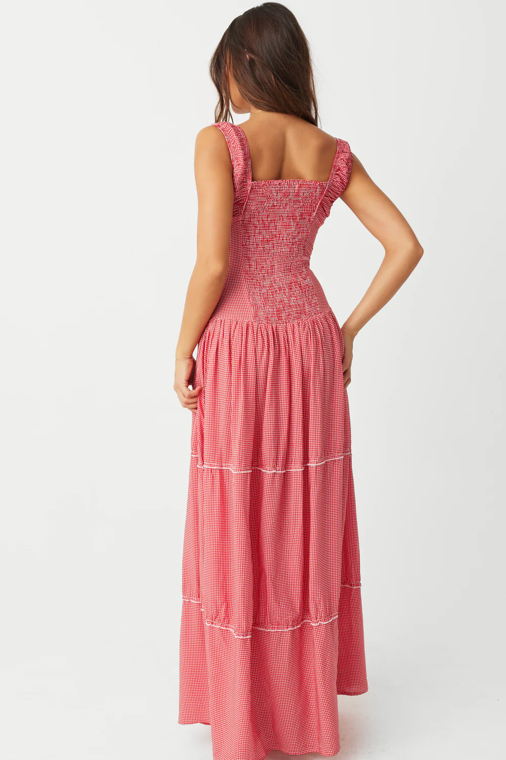 Christabelle Ruffle Maxi Dress - Ladybug Gingham - Image 4