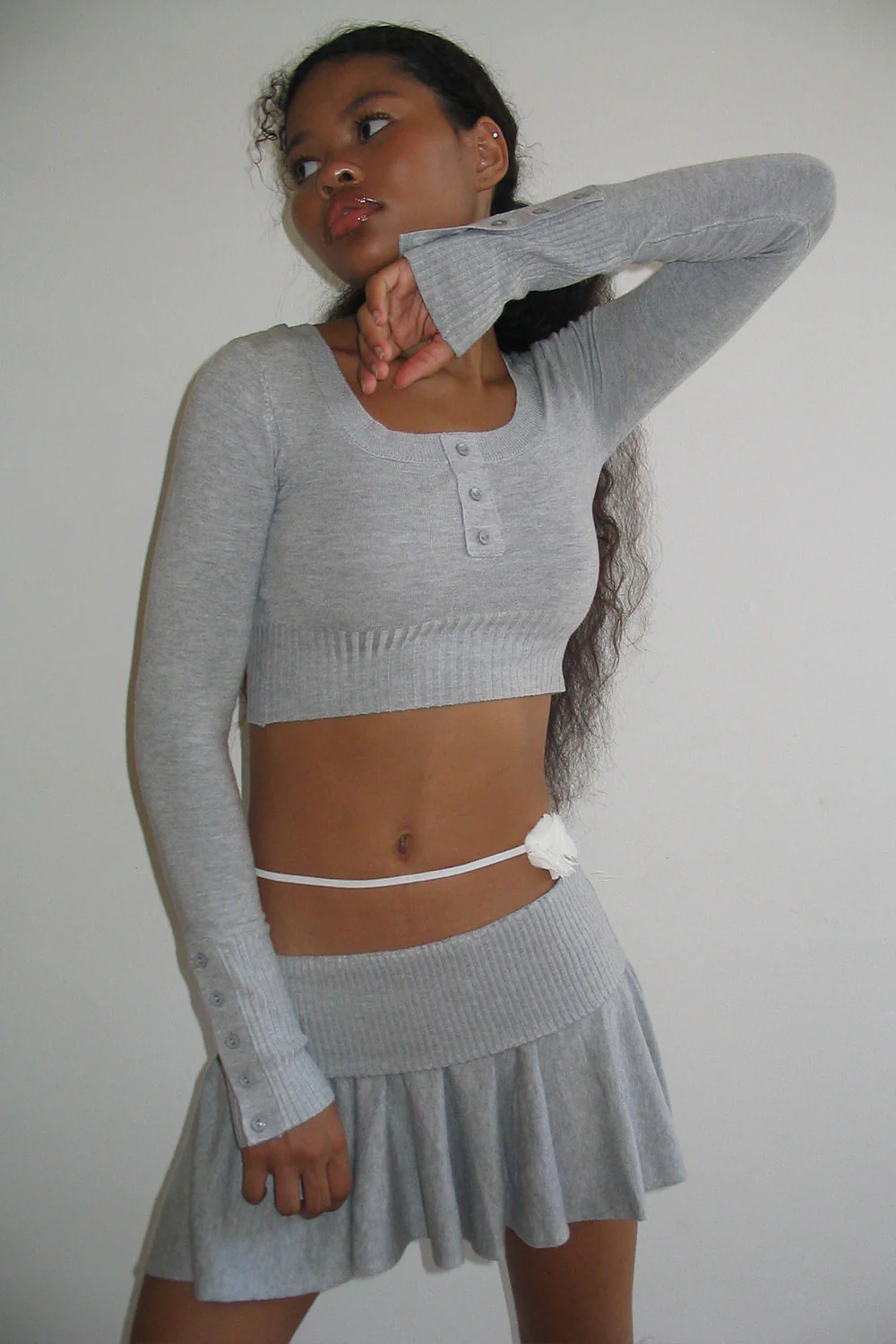 Claude Lightweight Knit Mini Skirt - Heather Grey - Image 2
