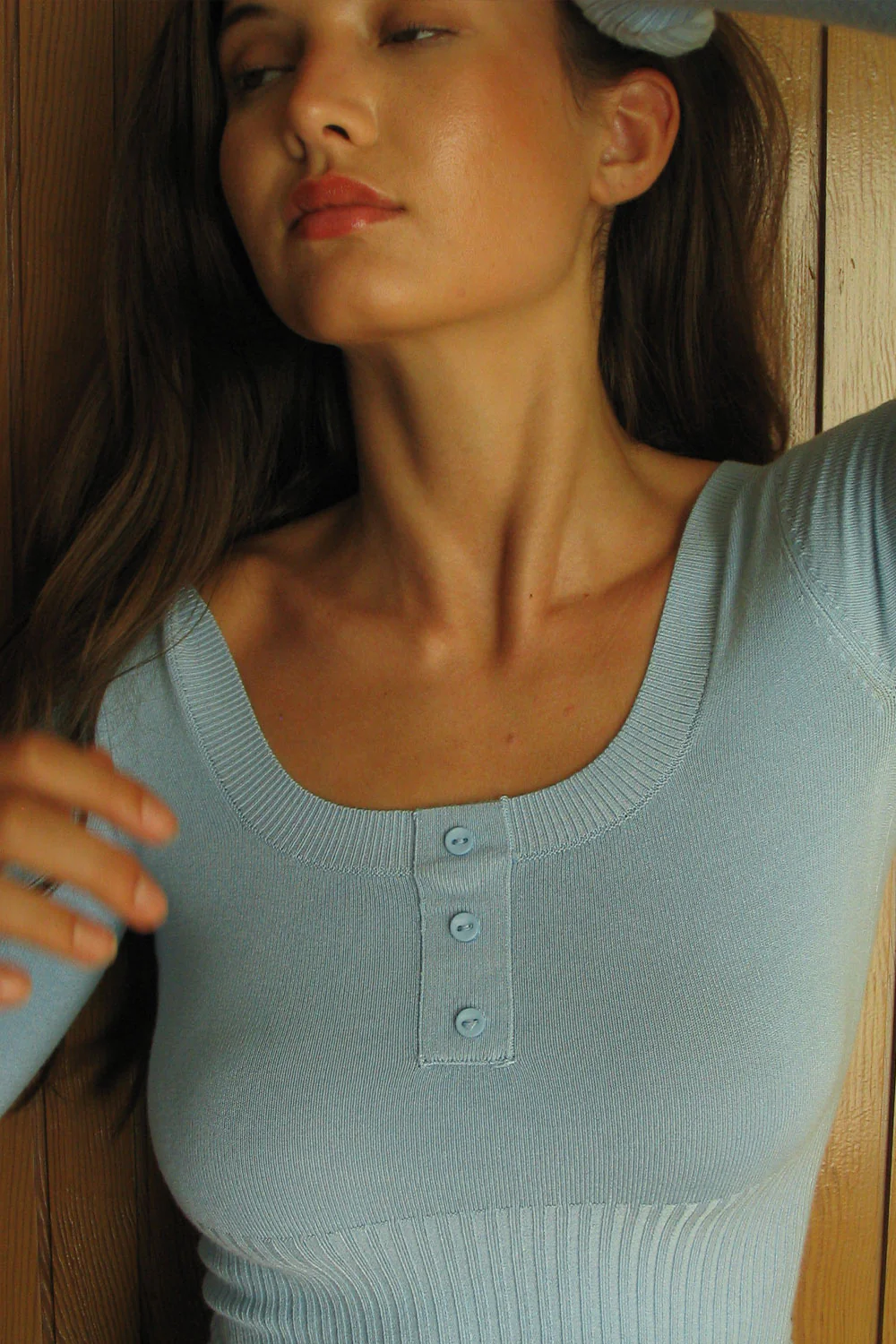 Claude Lightweight Knit Long Sleeve Dress - Cornflower - Image 2