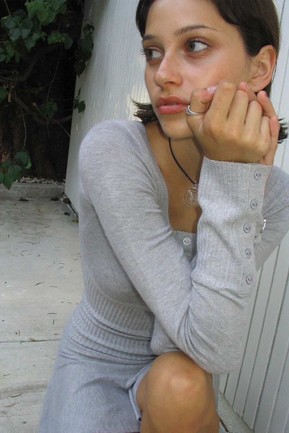 Claude Lightweight Knit Long Sleeve Dress - Heather Grey - Image 3