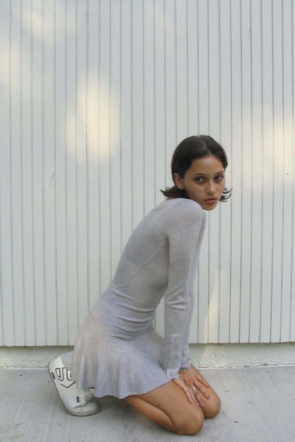 Claude Lightweight Knit Long Sleeve Dress - Heather Grey - Image 5