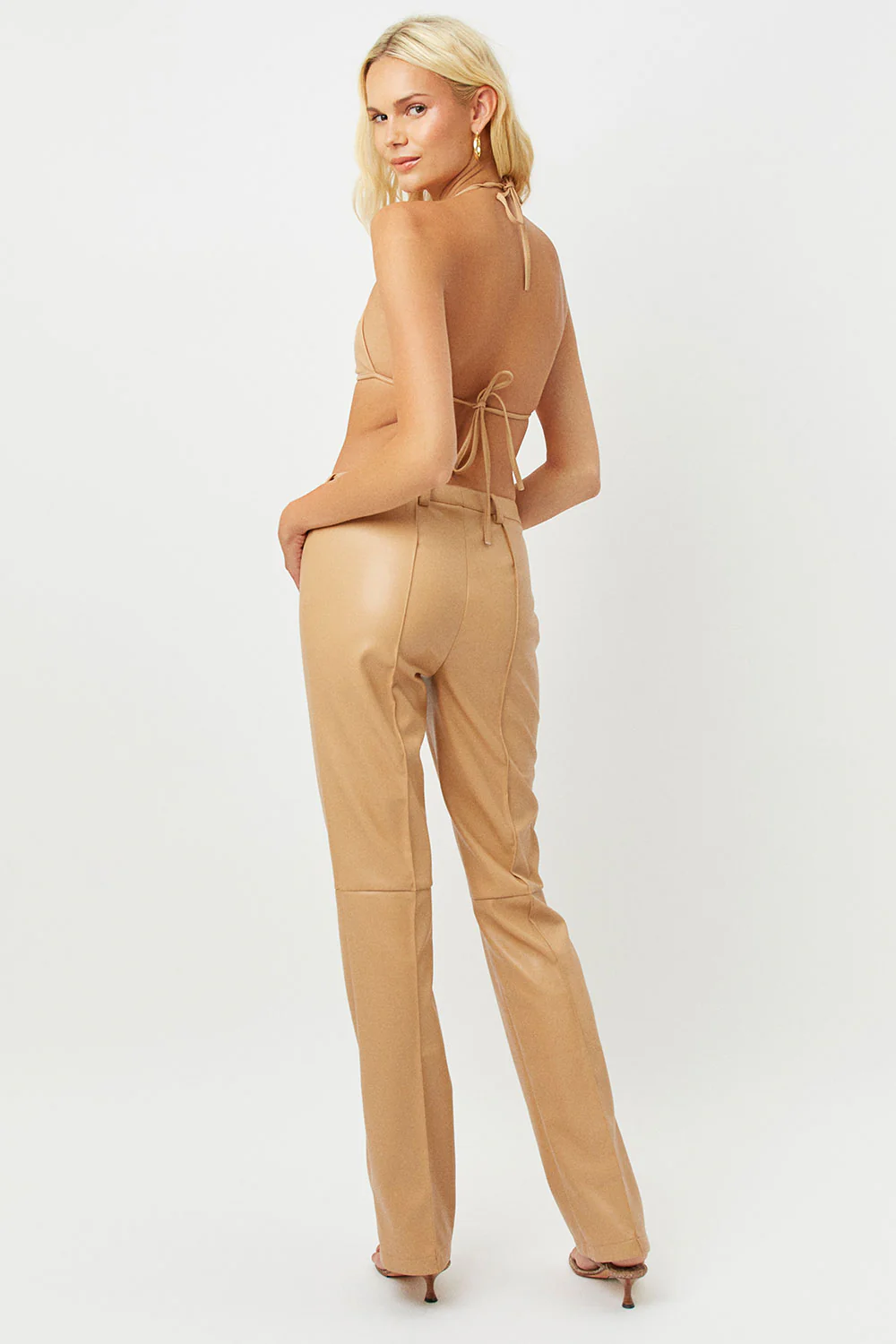 Claudia Vegan Leather Bra Top - Earth - Image 2