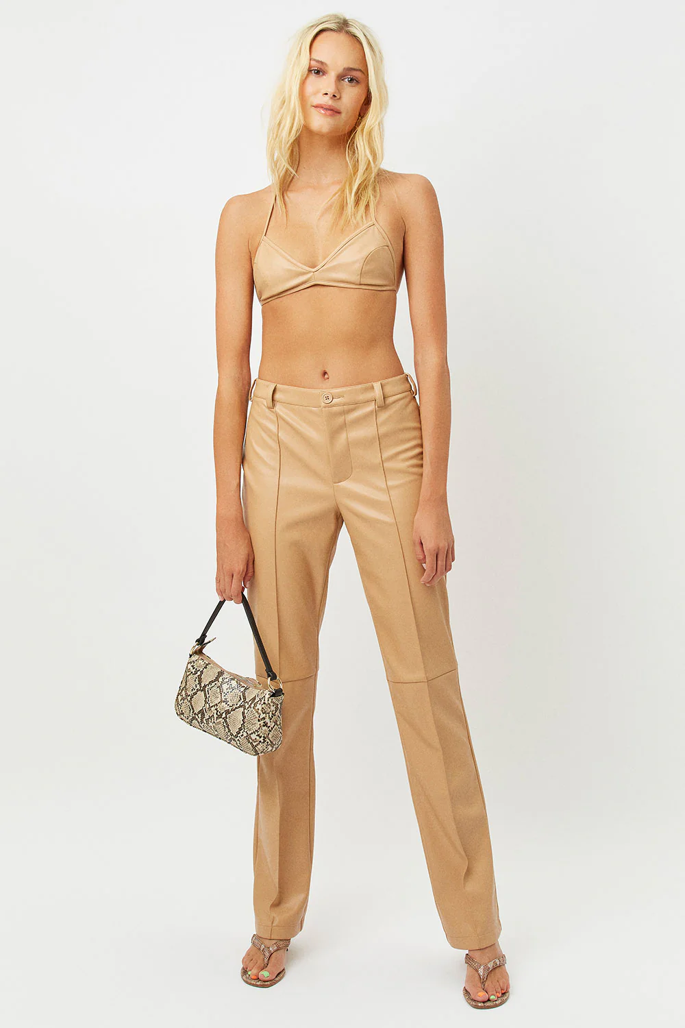 Claudia Vegan Leather Bra Top - Earth - Image 3