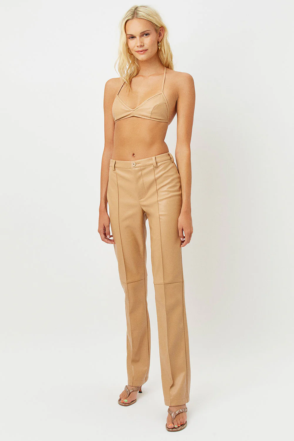 Claudia Vegan Leather Bra Top - Earth - Image 4