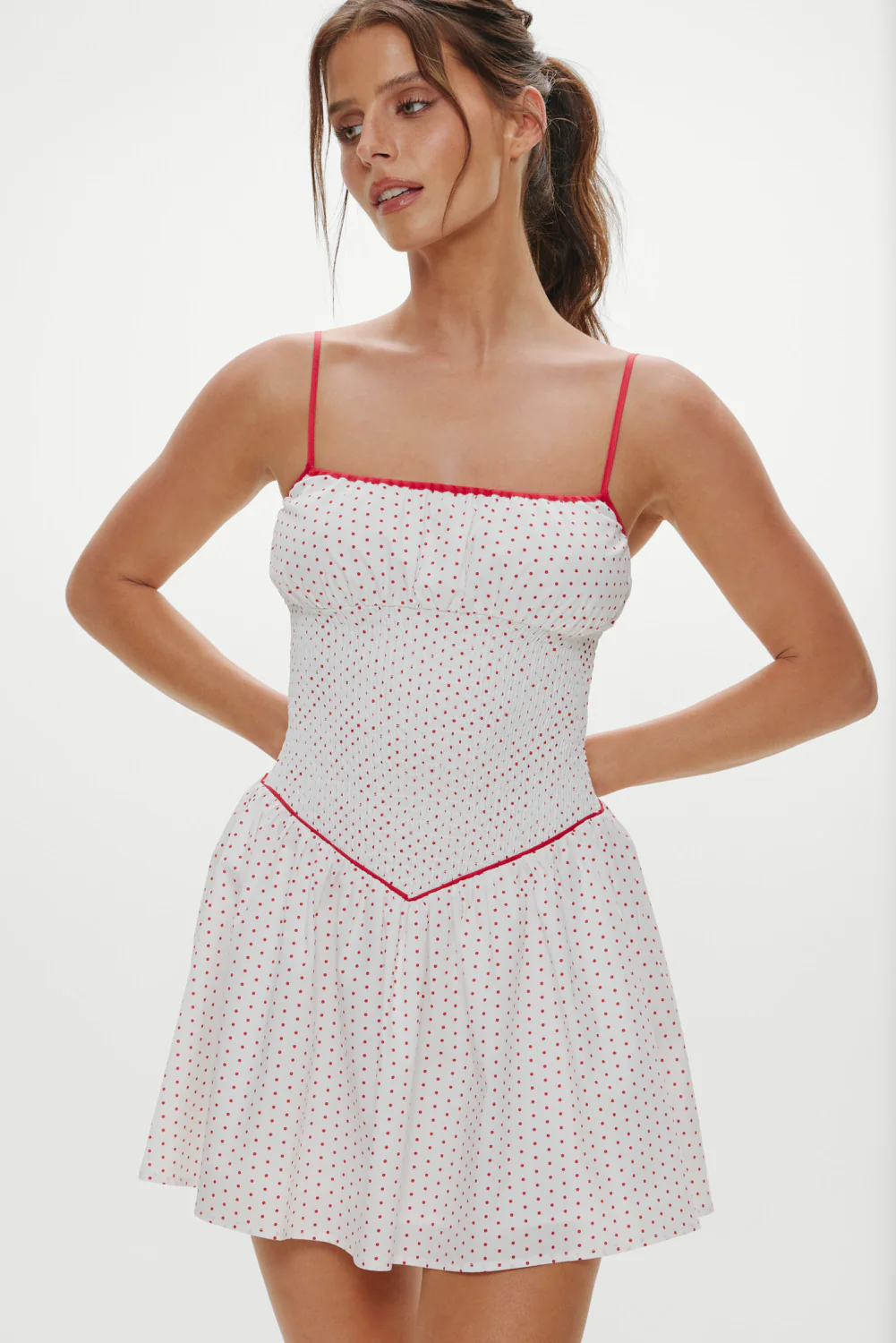 Coast Cotton Mini Dress - Red Dot - Image 5